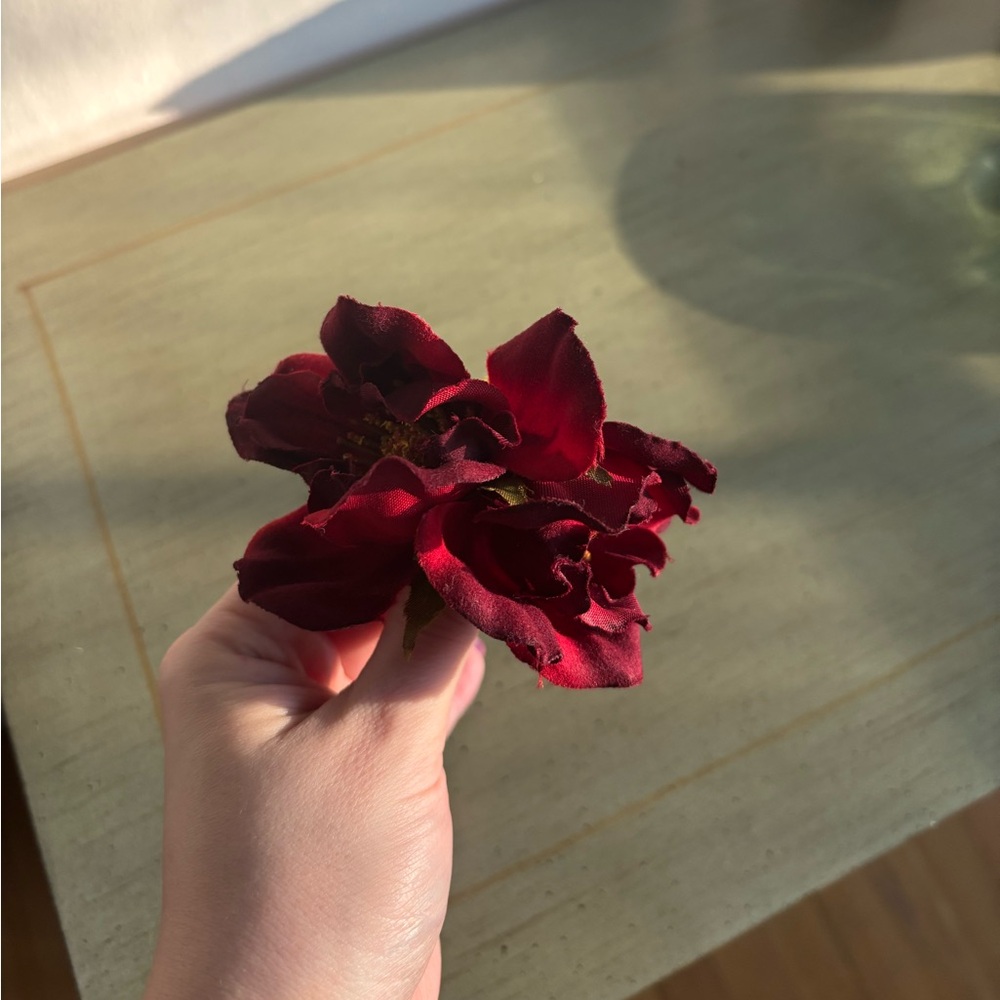 Vintage Dark Red Flower Hair Clip